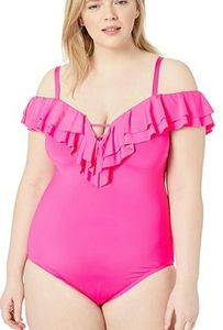 NWT Kenneth Cole Plus Size Off Shoulder Swimsuit